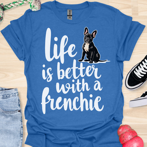 Life is better with a frenchie - V5 - Frenchie in Sweater T-Shirt